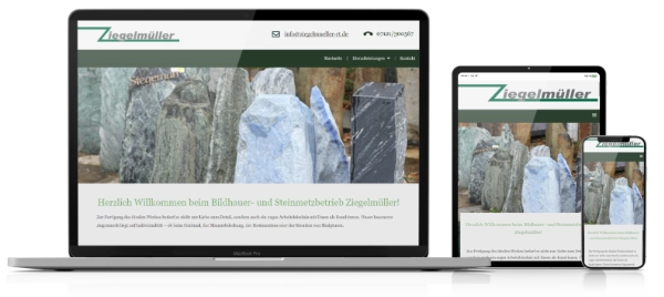 Webseite von Ziegelmüller – Steinmetzbetrieb aus der Region, spezialisiert auf Grabsteine